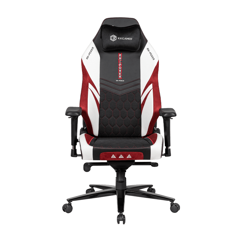 RXGAMER RX-2104R-B Penopang Pinggang Kulit Hitam dengan Pijakan Kaki Dapat DilepasKursi Gaming Komputer Kantor Nyaman